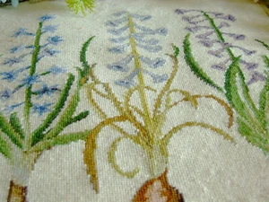 Beautiful Vivid Blooming Hyacinth Whole Petit Point Completed Needlepoint Canvas - Picture 1 of 4