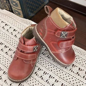 Mini Burbujas Toddler Infant Red Leather Strap Booties Boys Size 5 Hiking - Picture 1 of 6
