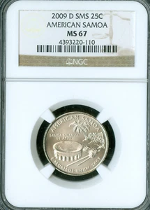 2009 D AMERICAN SAMOA QUARTER NGC MS67 SMS . - Picture 1 of 2