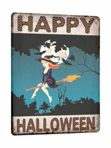 HALLOWEEN decoration WITCH METAL SIGN haunted house vintage style wall decor 721 - Picture 1 of 2