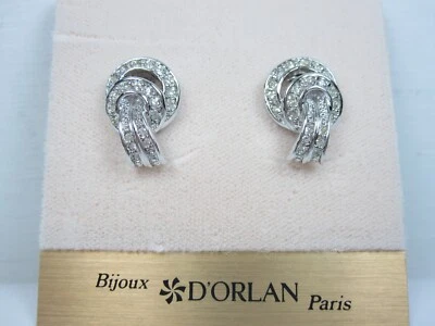 D'Orlan Rhodium Plated Pierced Earring with Swarovski Crystals - 5187 - Image 1 of 2