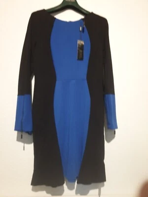 Star by Julien Macdonald Black and Blue Smart Casual Flippy Hem Dress Size 14 - Image 1 of 4