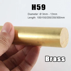 H59 Brass Metal Round Bar Rod Solid, Ø 3mm - 120mm , 100/150/200/250/300mm Long - Picture 1 of 15