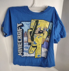 Camiseta Mojang Minecraft Steve Azul Manga Corta Niño Talla Pequeña UNISEX - Imagen 1 de 6