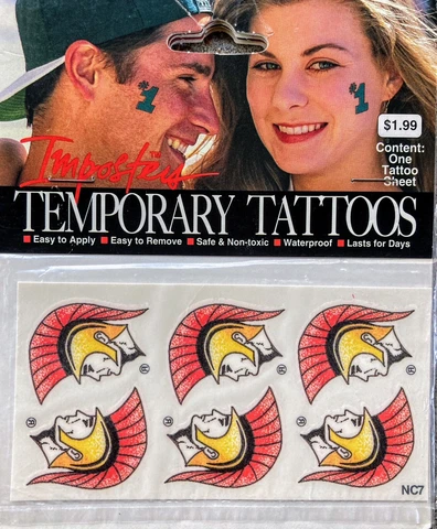 18 USC Trojans Mascot Vintage Temporary Tattoos, 3 Unopened Pkgs, NOS. 1992 Cover