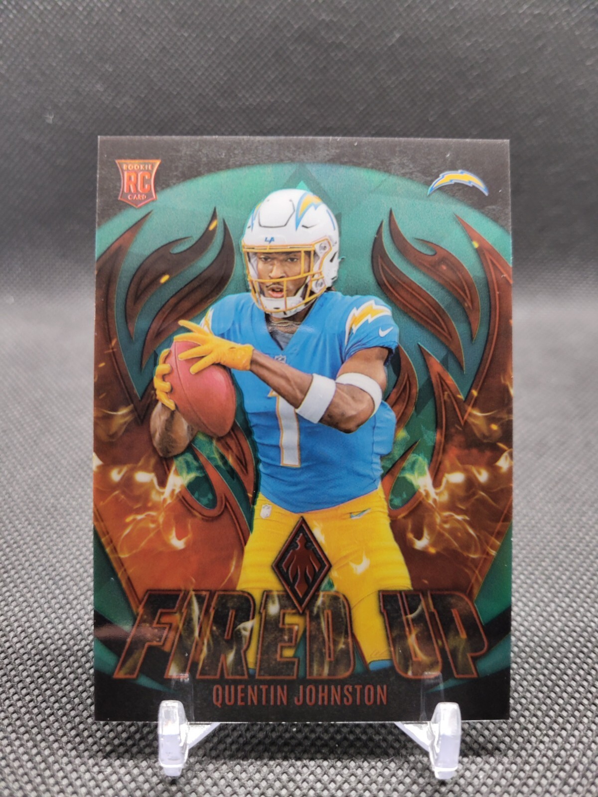 2023 Panini Phoenix Quentin Johnston RC Fired Up Teal /125 Chargers #FU-14