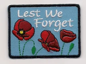 Lest We Forget Souvenir Remembrance Day Patch - Picture 1 of 1