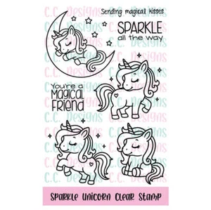 C.C. Designs, clear stamp, Sparkle Unicorn - Picture 1 of 1