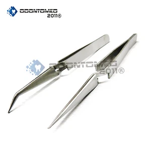 CROSS LOCK TWEEZER SET 100mm SHORT SELF CLOSING HOLDING BENT STRAIGHT TWEEZERS - Picture 1 of 2