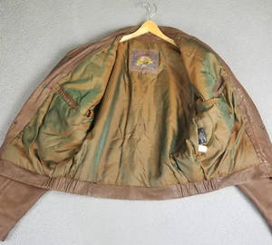 Adventure Bound Leather Bomber Flight Jacket Vintage Large Iridescent Liner RARE - Picture 1 of 10