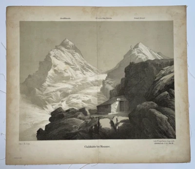 SUIZA LA GRAN MONTAÑA CAZADA por F. LABIOS SIGLO XIX VISTA GRABADA Foto 1 de 2
