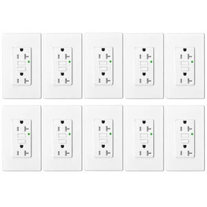 Toma GFCI de 20 amperios autoprueba resistente a manipulaciones exterior GFI ETL paquete de 10 - Imagen 1 de 12
