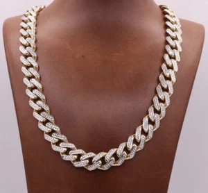 13mm Miami Cuban Diamond Cut Royal Link Chain Real 10K Yellow White Gold 24" - Picture 1 of 8