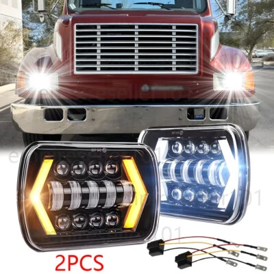 2PC 7x6" LED Headlight HI/LO DRL For International Harvester 4700 4900 8100 9900 - Image 1 of 4