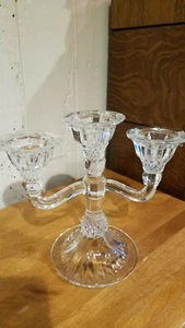Large Heavy Lead Crystal Three Arm Candelabra / Candlestick w/o prisms - Picture 1 of 6
