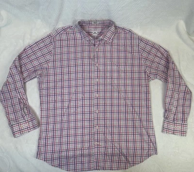 Peter Millar Mens Cotton Pink & Purple Plaid Collar Long Sleeve Dress Shirt XL - Image 1 of 4