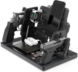 Station d'accueil pour téléphone BarvA | 2 supports à pistolet adaptatifs en bois brevetés | ébène - Photo 1 sur 6