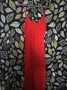 Primark Burnt Orange Dropped Waist Satin Sheen Strappy Dress 20uk - Picture 1 of 5