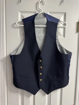 Chaleco Vintage Años 50 - Principios Años 70 Azul Marino con Botones Dorados 44R Foto 1 de 4