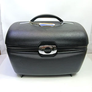 Estuche de tren de viaje cosmético American Tourister de colección negro rígido espejo y llave - Imagen 1 de 12