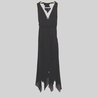 Vintage Nicole Miller Black  Silk Halter Maxi Dress Size 4 Evening Formal Y2K - Image 1 of 4