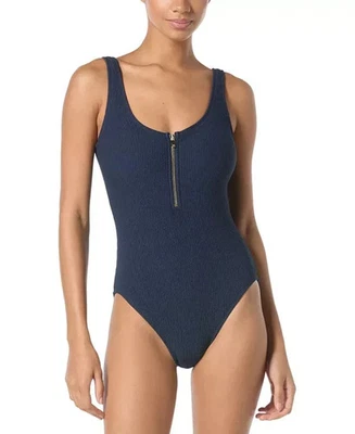 Купальник цельный женский MICHAEL Michael Kors на молнии спереди, темно-синий, размер 8 0343 - Изображение 1 из 2