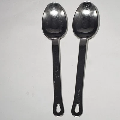 Set of 2 Oneida Cooper Stainless 8" Place Oval Soup Spoons Pierced Tip Handle - Image 1 of 4