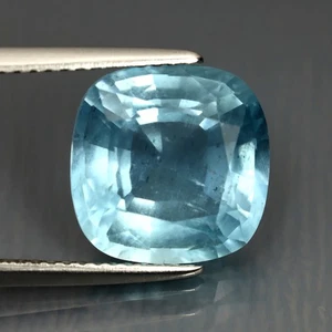 5.42 ct Cushion (11.11 x 11.05 mm) Brazil Sky Blue Aquamarine Gemstone - Picture 1 of 3