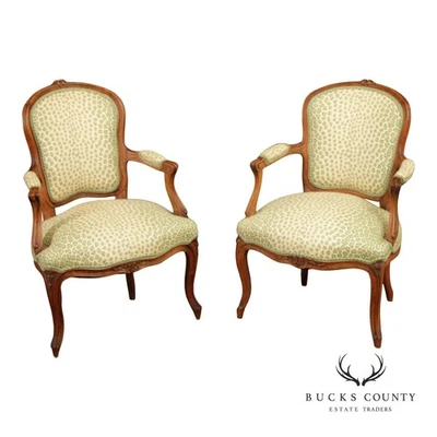 French Louis XV Style Pair of Fauteuil Armchairs - Image 1 of 4