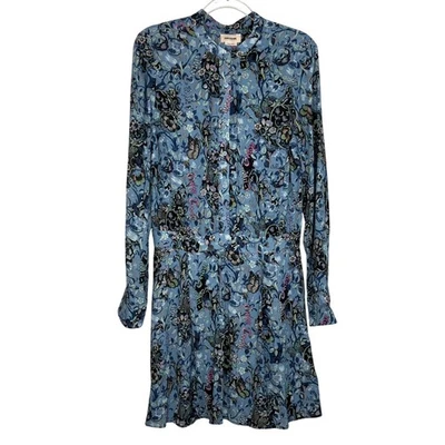 Zadig & Voltaire Refla Bohemian Patch Mini Dress Floral Butterfly Print Sz Large - Image 1 of 4