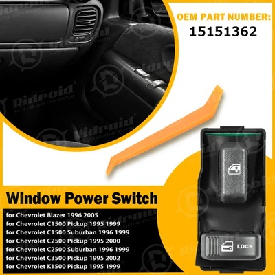 Interruptor de janela de energia para 1995-1997 GMC K1500 K2500 C1500 C2500 captador dianteiro direito - Imagem 1 de 4