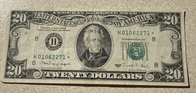1990 $20 DOLLAR BILL H 01062271 * Star Note St. Louis FRB - Image 1 of 2