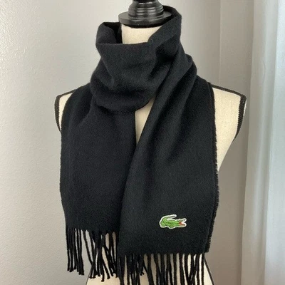 Bufanda Lacoste negra mezcla lana cachemir Foto 1 de 4