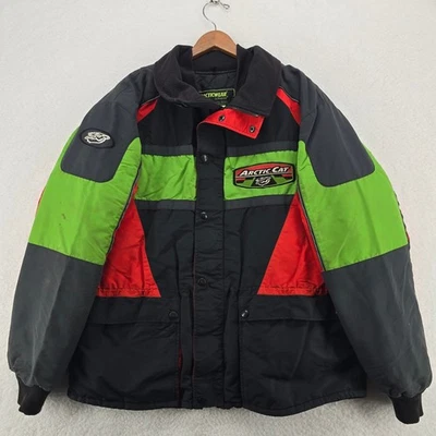 Abrigo Chaqueta De Colección Gato Ártico Moto de Nieve Ropa Ártica Para Hombres Grande Cremallera Rojo Verde Foto 1 de 4