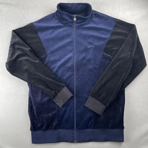 Chaqueta Stussy Para Hombre M Azul Marino Negro Terciopelo Pista Cremallera Completa Y2K Retro Ropa de Calle - Imagen 1 de 9