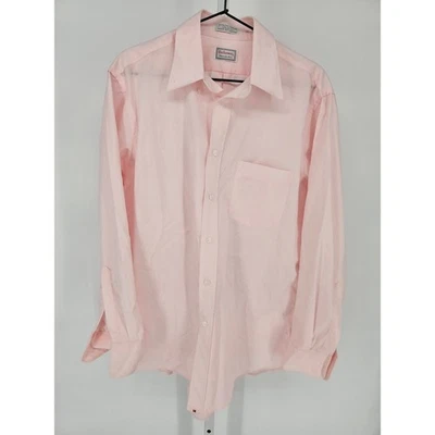 Hathaway Sz 16-32/33 English Poplin Long Sleeve Button Up Dress Shirt Light Pink - Image 1 of 3