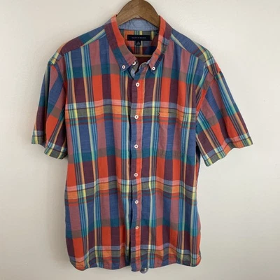 Camisa Tommy Hilfiger Para Hombre XL Multicolor A Cuadros Manga Corta Con Botones Preppy Foto 1 de 4