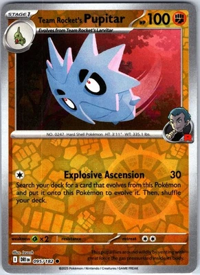 Team Rocket's Pupitar 095/182 Sv10: Destined Rivals Reverse Holo - Image 1 of 2