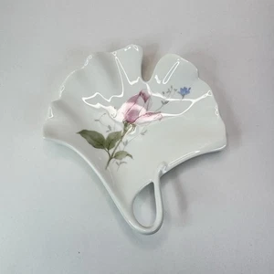 Mikasa Bone China April Rose Narumi Japan Leaf Trinket Candy Dish B2053 5.75”x6” - Picture 1 of 8