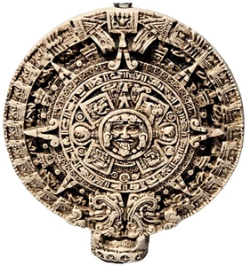 Aztec Mayan Sun Stone Calendar Resin Wall Art Plaque Xiuhpohualli 6.5" w/ Stand - Picture 1 of 7