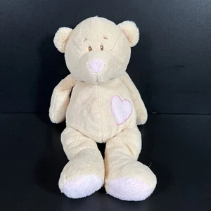 Braun hellbraun cremefarben Stofftier Plüsch Teddybär Rassel Baby Spielzeug rosa Herz Nase 12 Zoll - Bild 1 von 4