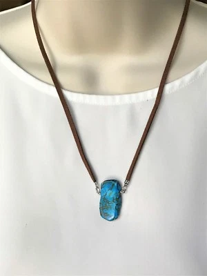 Collar colgante chakra piedras preciosas sedimentos marinos jaspe azul (teñido) EE. UU. Foto 1 de 3