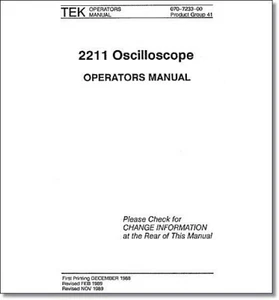 Tektronix 2211 Operators Manual:Comb Bound & Protective Plastic Covers - Picture 1 of 1