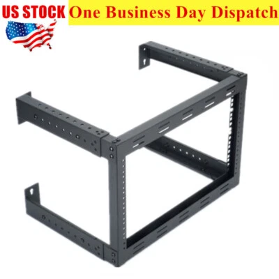 6U 19 Inch Wall Mounted Open Frame Server Equipment Rack Adjustable - Image 1 of 4