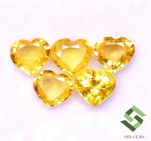 1.46 CTS Natural Yellow Sapphire Heart Shape Cut 4.50 mm Lot 05 Pcs Loose Gems - Picture 1 of 6
