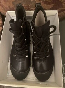 New Leather Black Spring Step Women's Darleen Ankle Boot US 9 Europe 40 - Picture 1 of 5