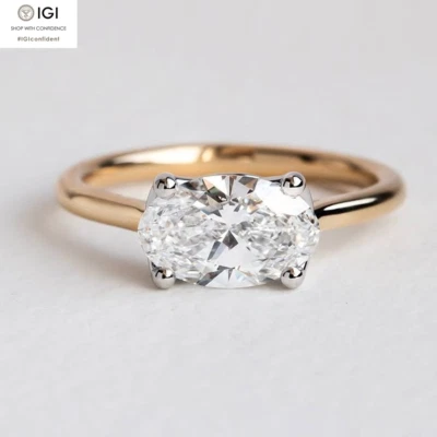 2.20Ct E VVS2 Oval Cut Lab Grown Diamond Engagement Ring Solid 14K Two-Tone Gold - Image 1 of 4