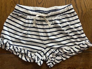 Crewcuts Ruffled Shorts EUC Girls White with Navy Stripes Drawstring Size 10 - Picture 1 of 2