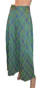 J.C. Penney Vintage 1970s Green & Blue Argyle Sparkle Wide Leg Pants sz 6 - Picture 1 of 2