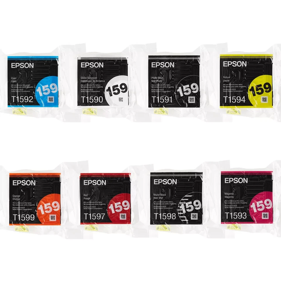 NEW Epson 159 T159 UltraChrome Hi-Gloss-II Ink Cartridges R2000 (a set of 8) - Image 1 of 3